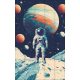 Tile mural with astronaut and alien planets in space – futuristic decorative ceramic tile